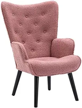 Akcents Krēsls Modernā Šūtām Pogu Wingback Individualizēts Krēsla, ar Rokām Mīkstās Garš Atpakaļ, Galda, Krēsla, ar Stabilu Koka Kājas Līvi