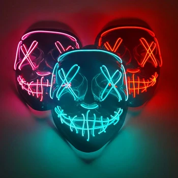LED Cosplay Halloween Neona Maska Puse Svētku pasākumu Nightlight Jautri, Forši, Trilleris, Klauns Formas Apģērbu Piegādi Apdare