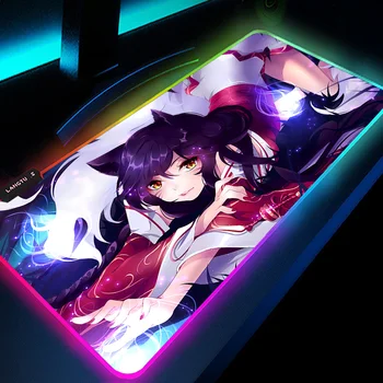 LED Spēlētājs Gaismas Kawaii Meitene Peles Paliktņi Klaviatūras Mat League of Legends Mesa Spēļu Backlit Deskmat Pad Peli, RGB Xxl Pc Pasūtījuma