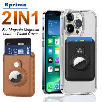 SPRIMO 2-in-1 jauna āda iPhone 14Pro 13 12 Pro Max MagSafe Kartes Turētājs Magnētiskajām Gadījumā Īpašnieks Airtags Anti-Zaudēja Gadījumā